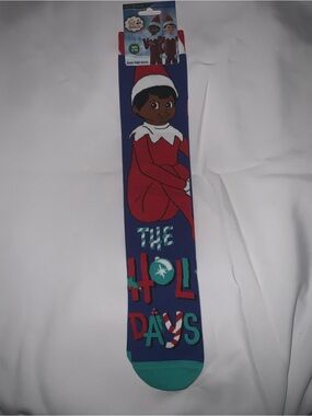 Madmia Navy Knee-High Socks with Red and Teal Holiday Accent